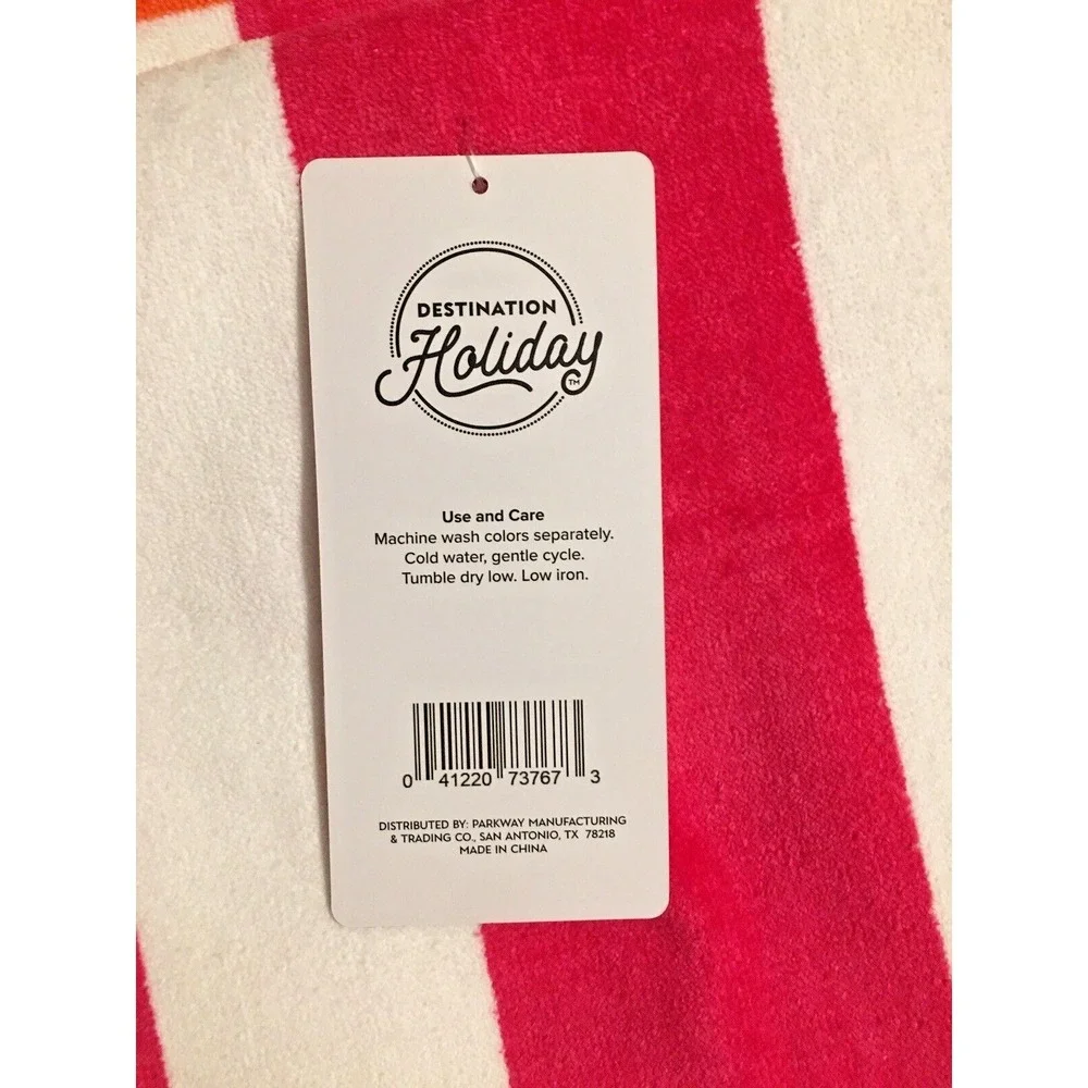 Beach‎ Towel Destination Holiday 'Hot Pink and White Stripe' 32